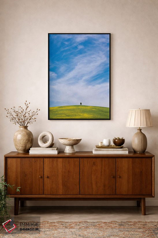 تابلو دکوراتیو San Quirico d'Orcia. Cypress tree on hill.,ایتالیا، سان کویر… اثر جینز گالری - D2B