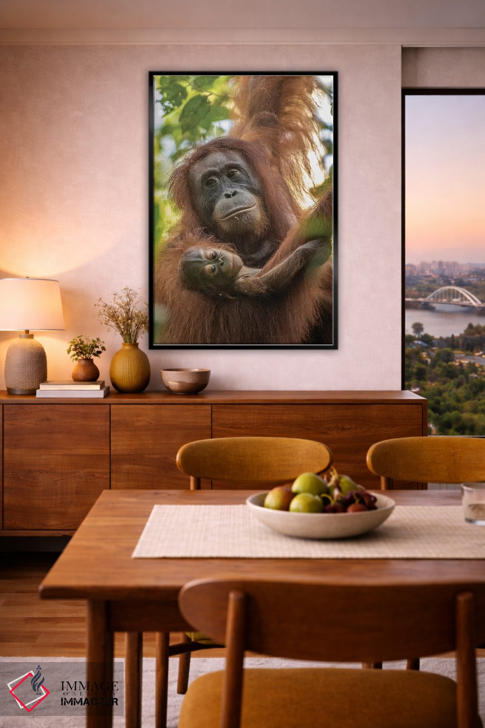 تابلو دکوراتیو Borneo, Kalimantan. Female orangutan with baby at Tanjung Pu… اثر جینز گالری - D6B
