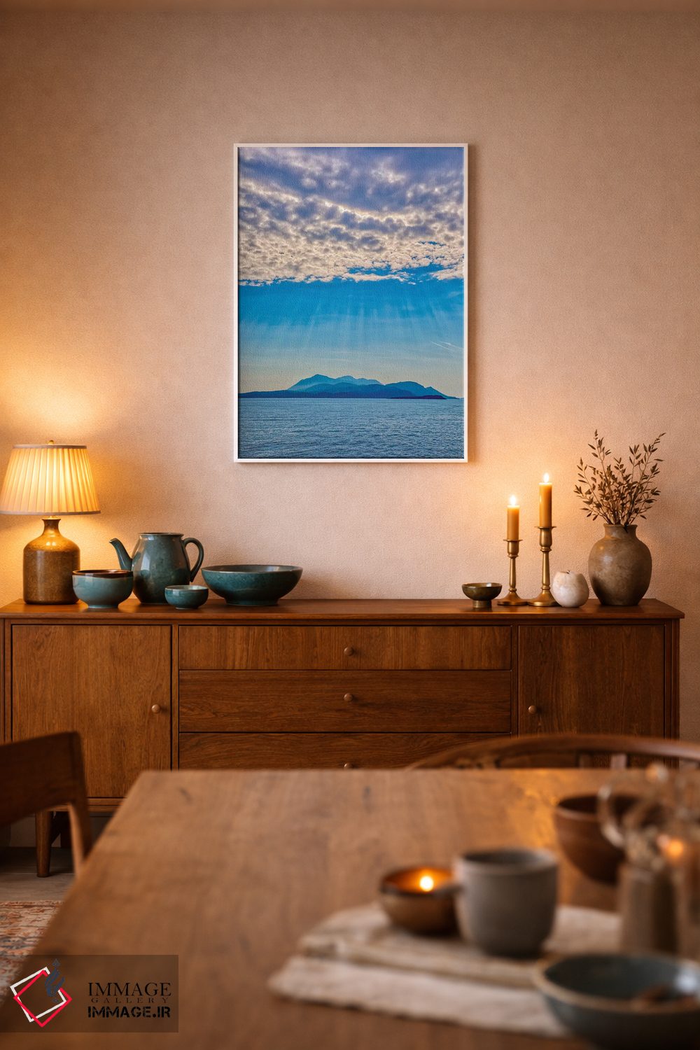 تابلو دکوراتیو Korcula. God rays and island.,کرواسی، کورچولا. تابش نور خورش… اثر جینز گالری - D6W