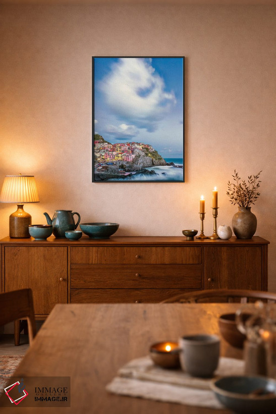 تابلو دکوراتیو Manarola. Cloud over coastal town.,ایتالیا، مانارولا. ابر با… اثر جینز گالری - D6B