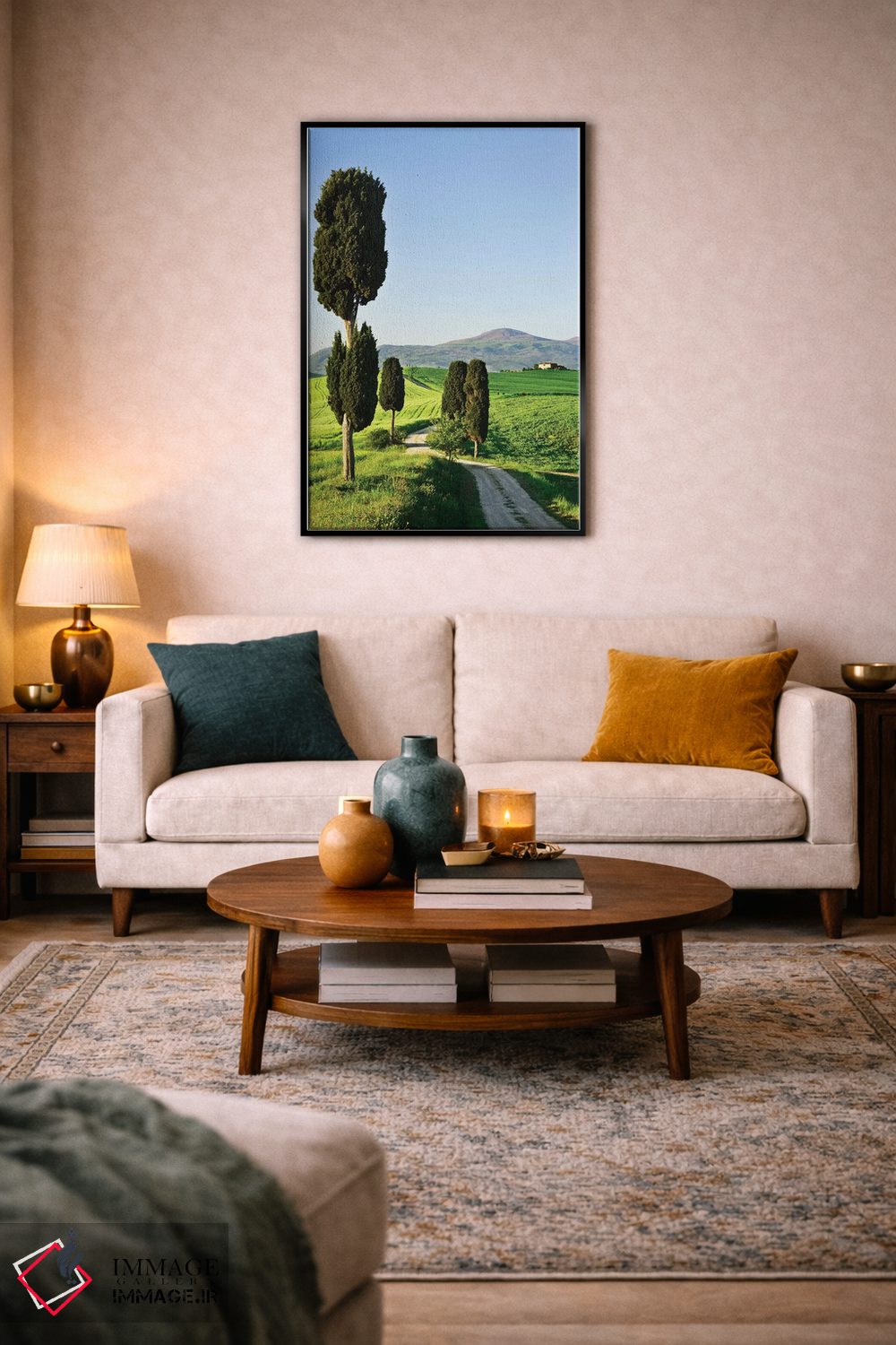 تابلو دکوراتیو Tuscany. Landscape with villa,ایتالیا، توسکانی. چشم انداز با… اثر جینز گالری - D4B