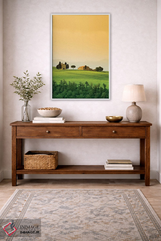 تابلو دکوراتیو Tuscany. Landscape with church and villa.,ایتالیا، توسکانی.… اثر جینز گالری - D3W