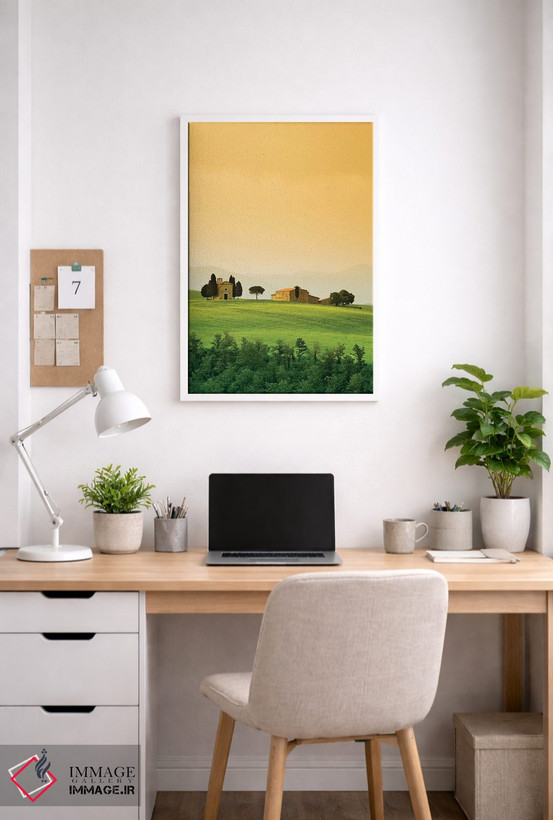 تابلو دکوراتیو Tuscany. Landscape with church and villa.,ایتالیا، توسکانی.… اثر جینز گالری - D4W