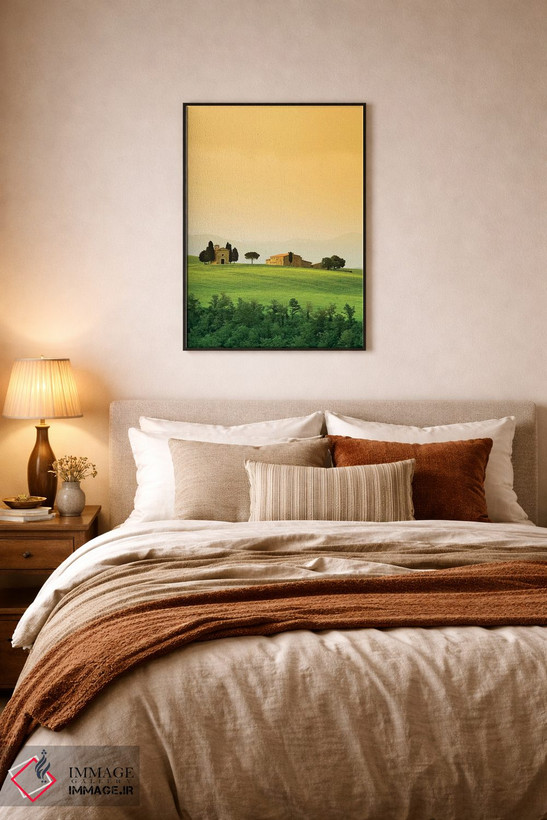 تابلو دکوراتیو Tuscany. Landscape with church and villa.,ایتالیا، توسکانی.… اثر جینز گالری - D6B
