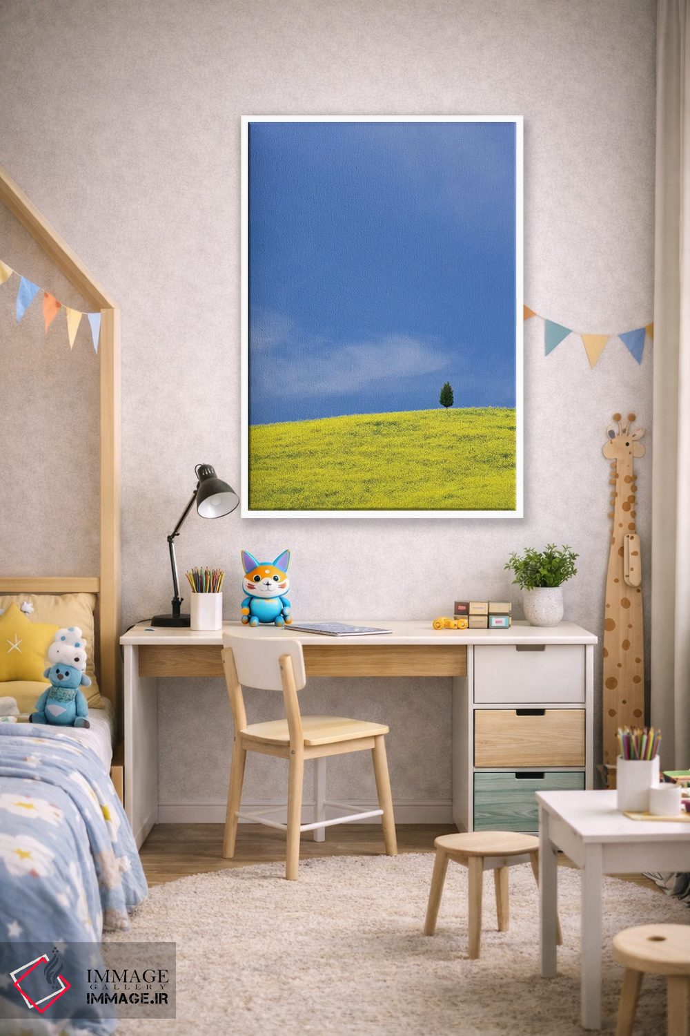 تابلو دکوراتیو Tuscany. Lone cypress tree on flower-covered hillside I,ایتا… اثر جینز گالری - D1W