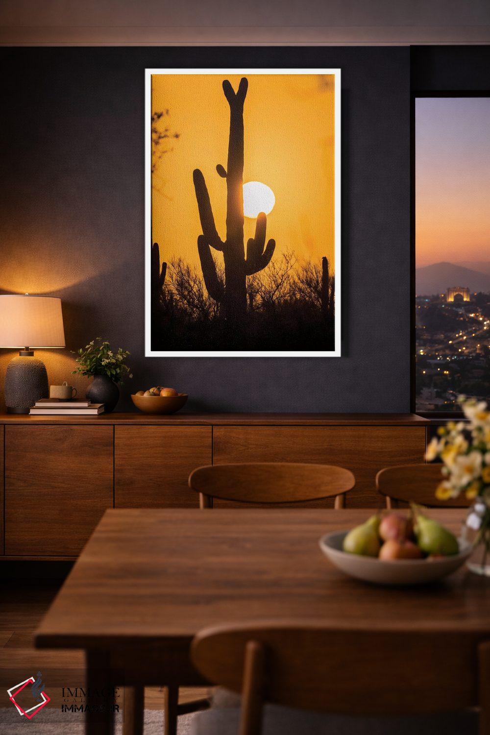 تابلو دکوراتیو Arizona, Saguaro National Park. Saguaro cactus at sunset.,آم… اثر جینز گالری - D2W