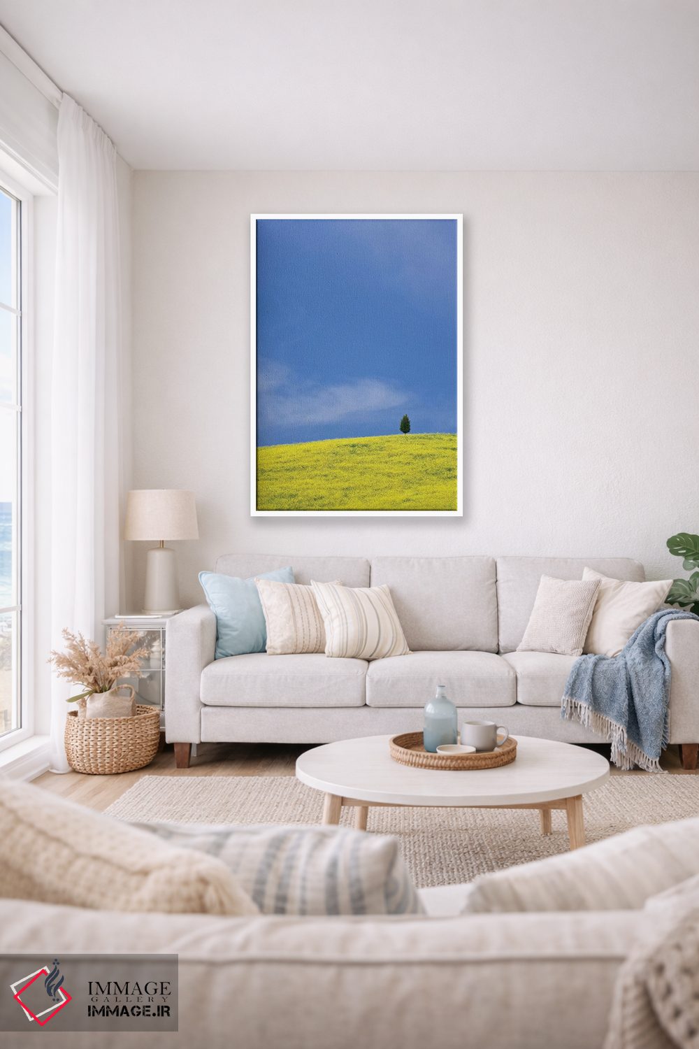 تابلو دکوراتیو Tuscany. Lone cypress tree on flower-covered hillside I,ایتا… اثر جینز گالری - D2W