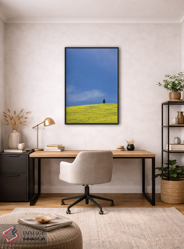 تابلو دکوراتیو Tuscany. Lone cypress tree on flower-covered hillside I,ایتا… اثر جینز گالری - D4B