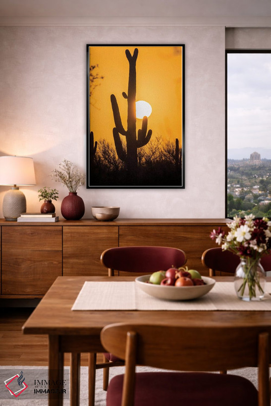 تابلو دکوراتیو Arizona, Saguaro National Park. Saguaro cactus at sunset.,آم… اثر جینز گالری - D4B