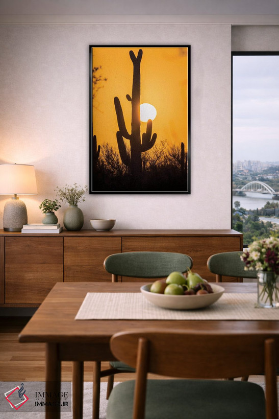 تابلو دکوراتیو Arizona, Saguaro National Park. Saguaro cactus at sunset.,آم… اثر جینز گالری - D5B