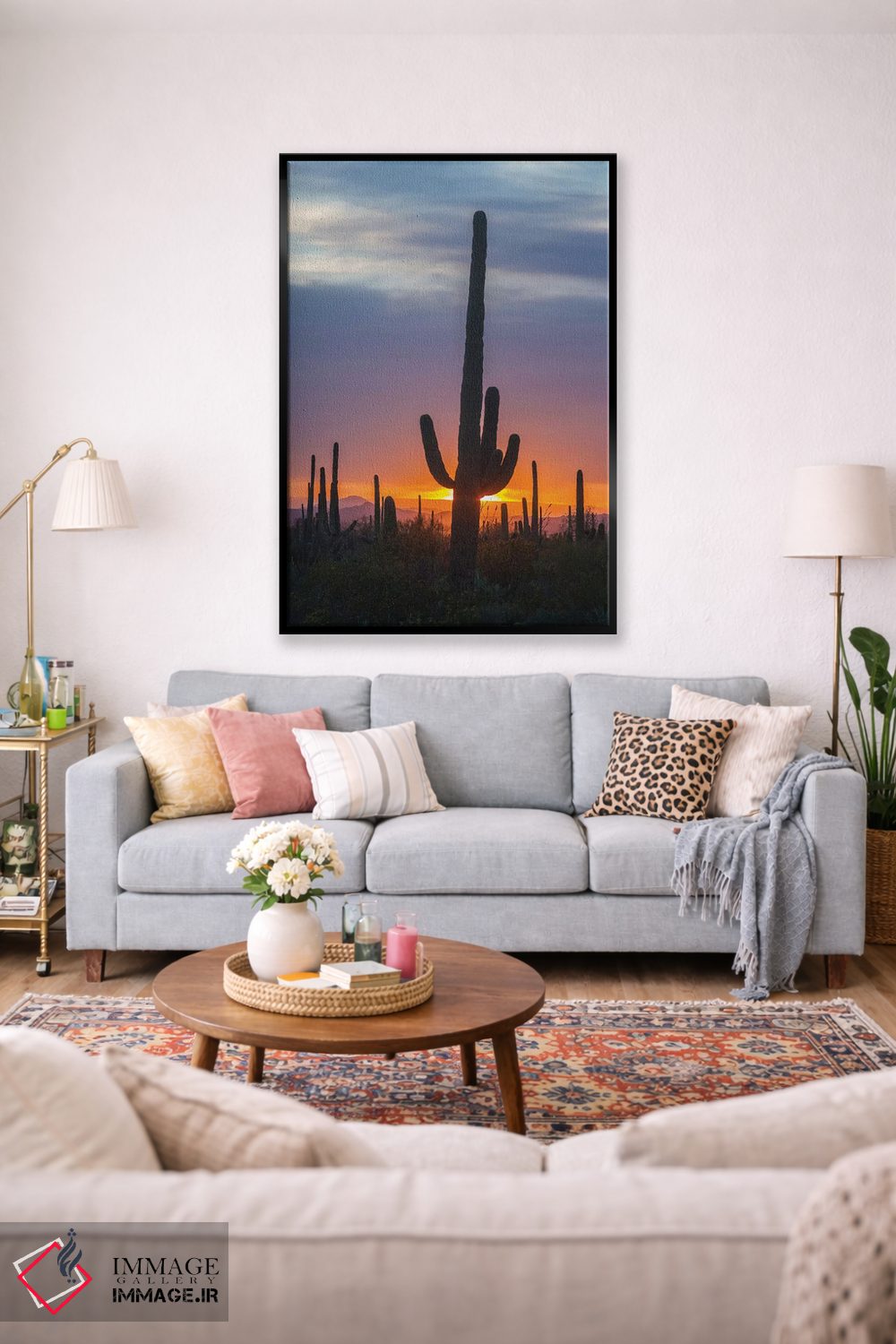 تابلو دکوراتیو Arizona, Saguaro National Park. Saguaro cactus at sunset.,آم… اثر جینز گالری - D1B