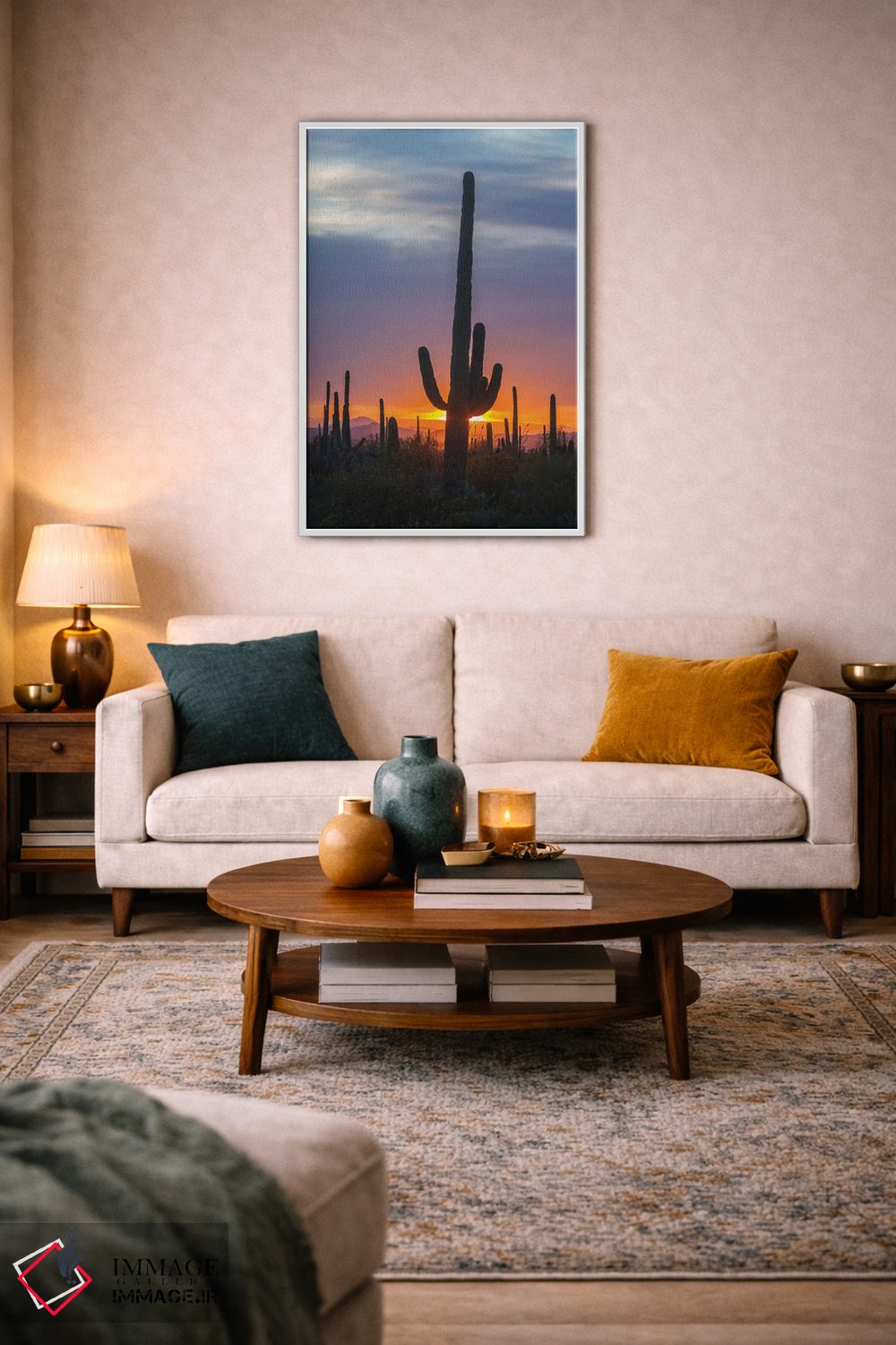 تابلو دکوراتیو Arizona, Saguaro National Park. Saguaro cactus at sunset.,آم… اثر جینز گالری - D2W