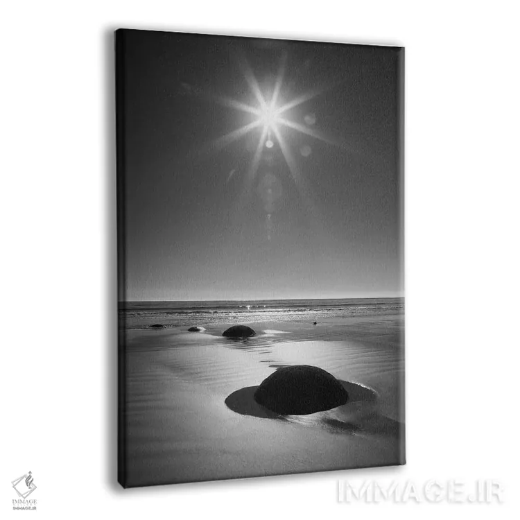 تابلو دکوراتیو South Island. BW starburst over Moeraki Boulders Scenic Rese… اثر جینز گالری - نمای پرسپکتیو محصول
