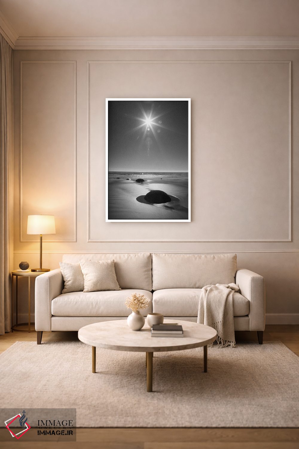تابلو دکوراتیو South Island. BW starburst over Moeraki Boulders Scenic Rese… اثر جینز گالری - D4W