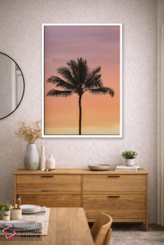 تابلو دکوراتیو Hawaii, Kauai, Lawai. Palm tree at sunset.,آمریکا، هاوایی، ک… اثر جینز گالری - D2W
