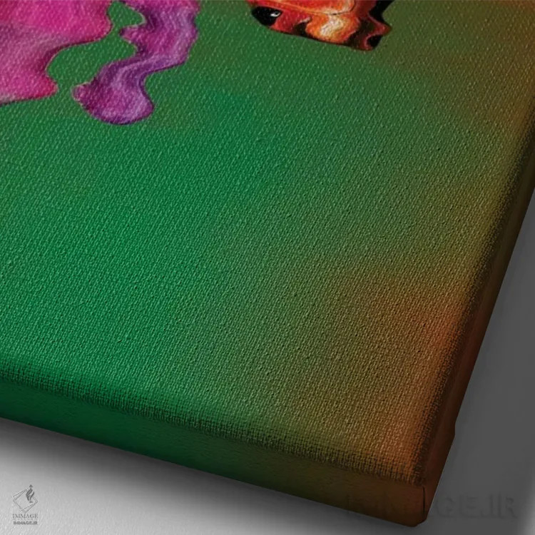 تابلو دکوراتیو Panama. Strawberry poison dart frog reflects on water.,آمریک… اثر جینز گالری - نمای نزدیک بافت بوم