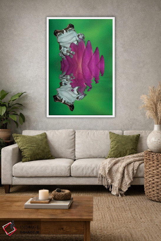 تابلو دکوراتیو Panama. Amazon milk frog reflects in water.,آمریکای جنوبی، پ… اثر جینز گالری - D1W