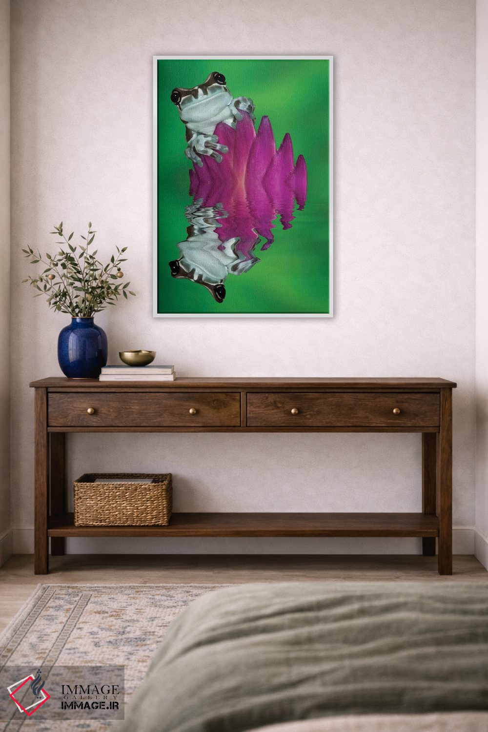 تابلو دکوراتیو Panama. Amazon milk frog reflects in water.,آمریکای جنوبی، پ… اثر جینز گالری - D4W