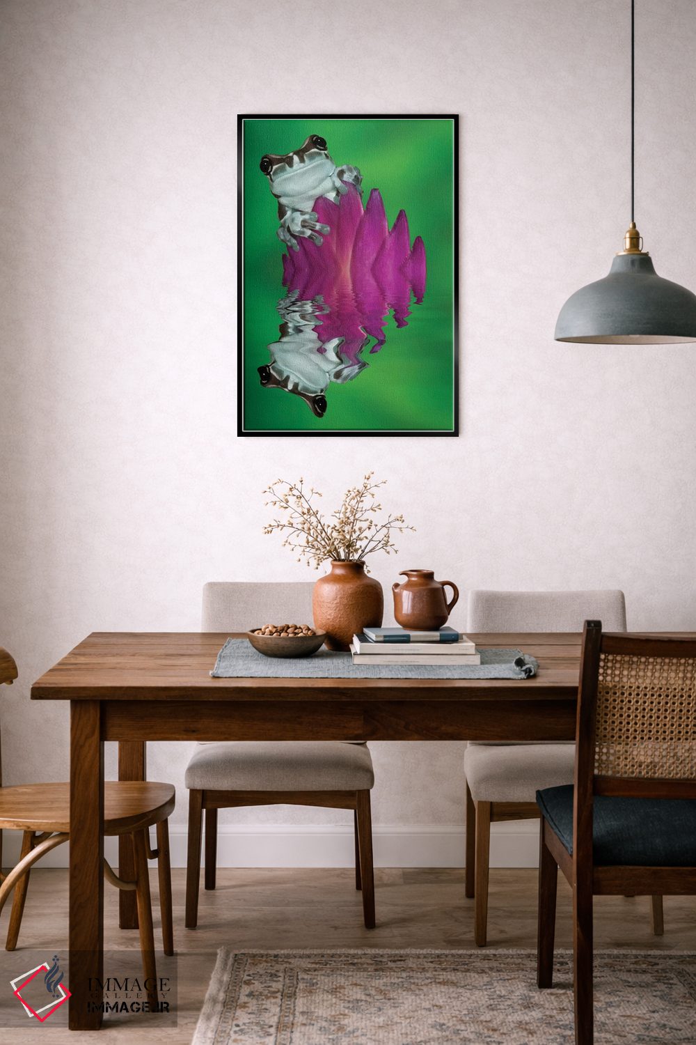 تابلو دکوراتیو Panama. Amazon milk frog reflects in water.,آمریکای جنوبی، پ… اثر جینز گالری - D6B