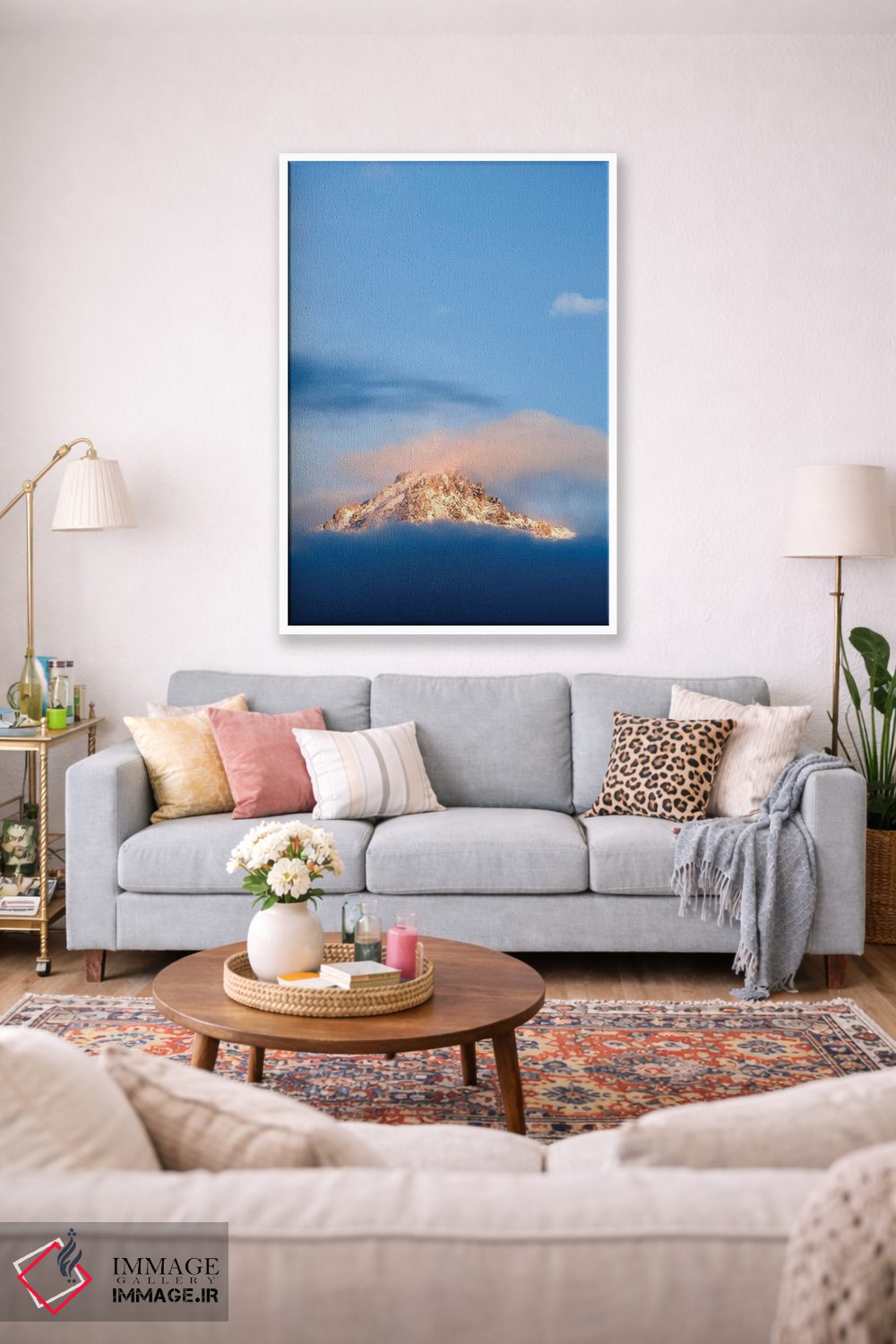 تابلو دکوراتیو Idaho, Sawtooth Range. Sunlit mountain and clouds.,آمریکا، آ… اثر جینز گالری - D1W