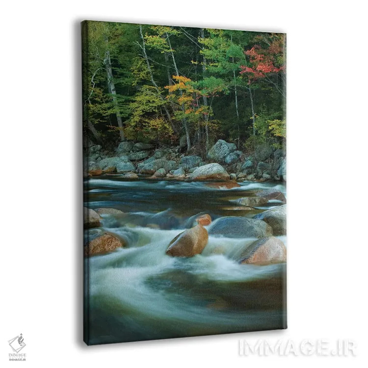 تابلو دکوراتیو New Hampshire. Autumn trees and flowing river.,آمریکا، نیوهم… اثر جینز گالری - نمای پرسپکتیو محصول
