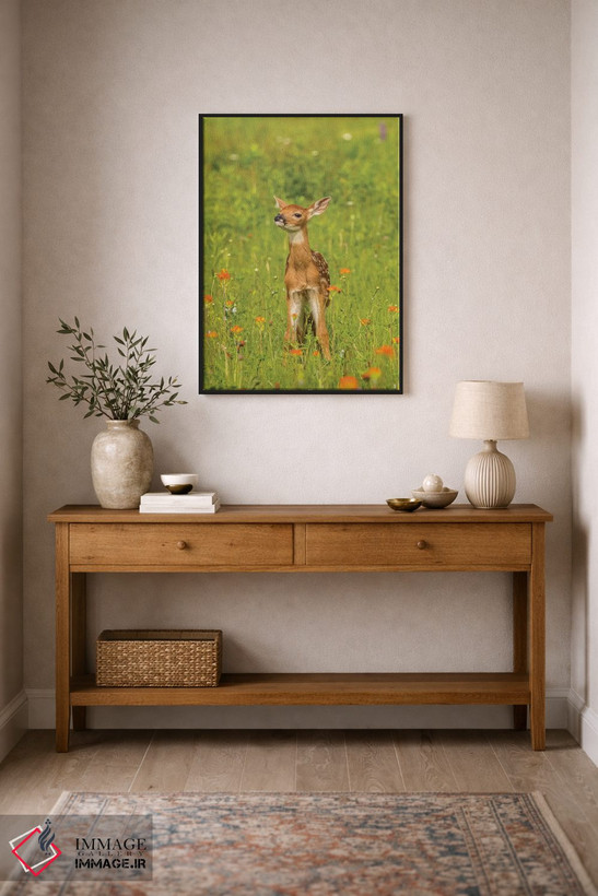 تابلو دکوراتیو Minnesota, Pine County. Captive fawn.,آمریکا، مینه سوتا، شهر… اثر جینز گالری - D2B