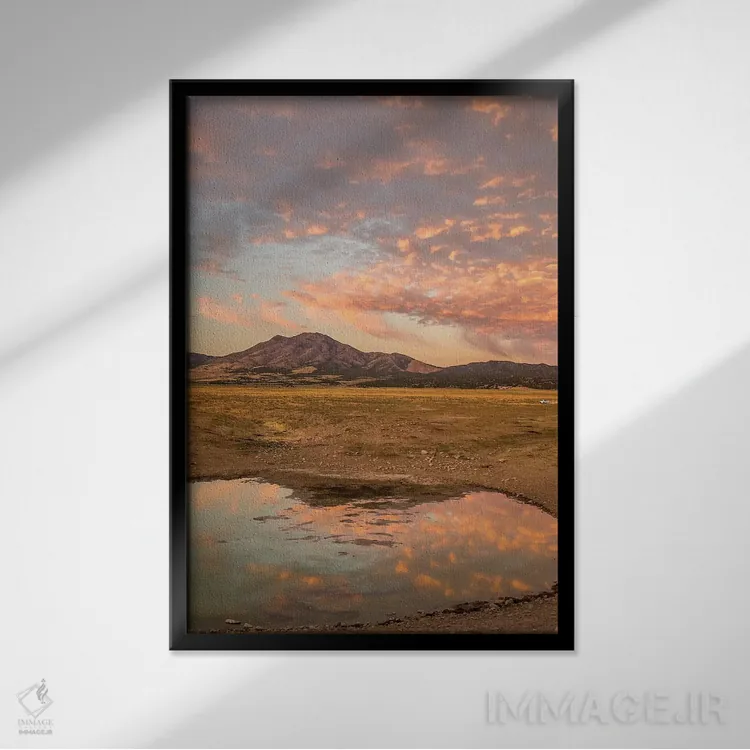 تابلو دکوراتیو Utah, Tooele County. Sunrise at a waterhole.,ایالات متحده، ی… اثر جینز گالری - نمای قابدار مشکی