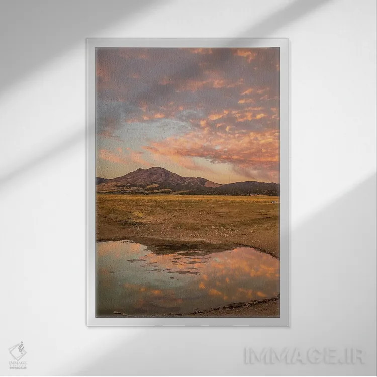 تابلو دکوراتیو Utah, Tooele County. Sunrise at a waterhole.,ایالات متحده، ی… اثر جینز گالری - نمای قابدار سفید