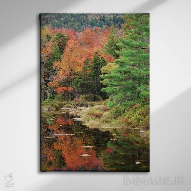 تابلو دکوراتیو New Hampshire, White Mountains. Autumn lake reflections.,آمر… اثر جینز گالری - نمای روبهرو روی دیوار