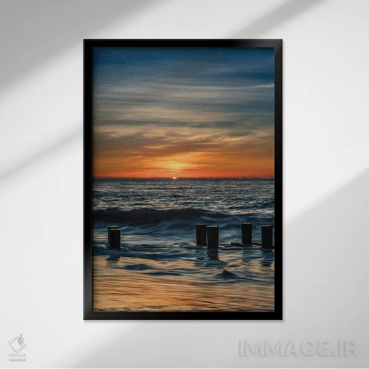 تابلو دکوراتیو New Jersey, Cape May National Seashore. Sunrise on winter sh… اثر جینز گالری - نمای قابدار مشکی