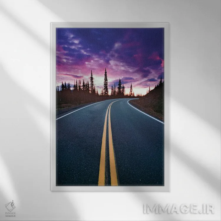 تابلو دکوراتیو Washington State, Mt. Rainier National Park. Road and clouds… اثر جینز گالری - نمای قابدار سفید