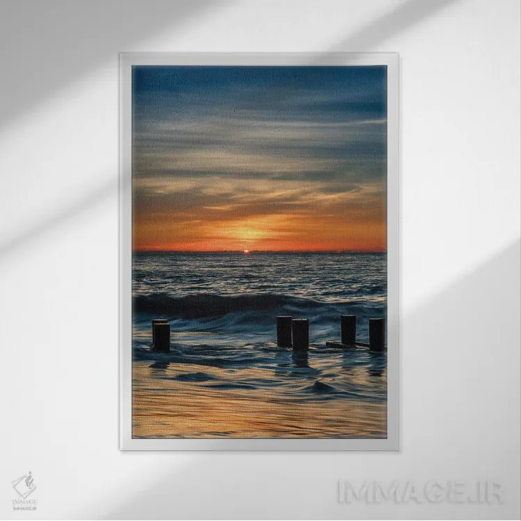 تابلو دکوراتیو New Jersey, Cape May National Seashore. Sunrise on winter sh… اثر جینز گالری - نمای قابدار سفید