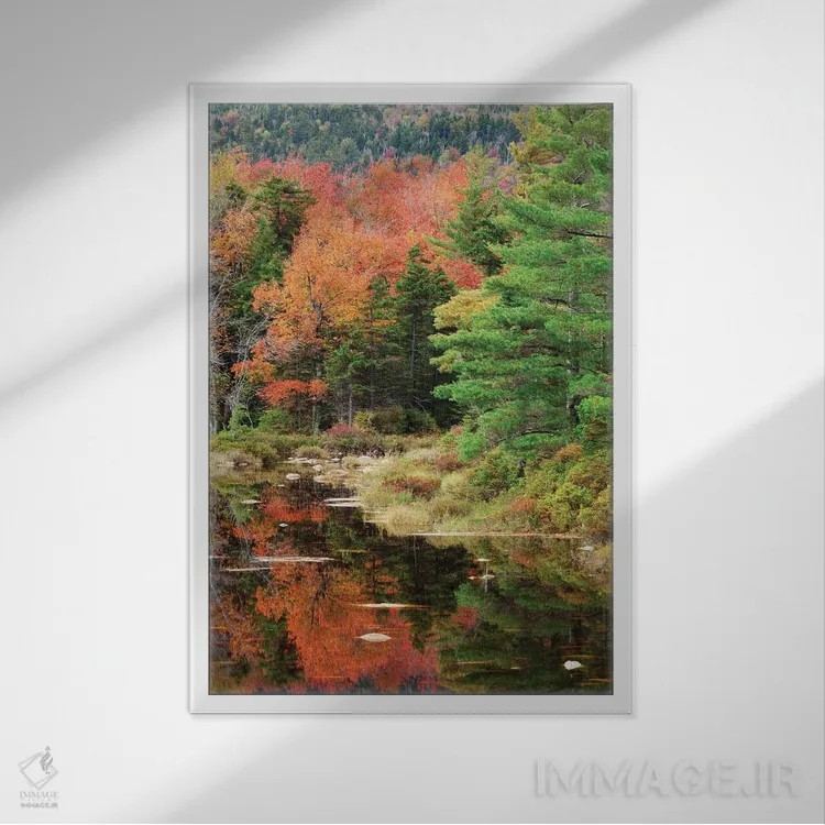 تابلو دکوراتیو New Hampshire, White Mountains. Autumn lake reflections.,آمر… اثر جینز گالری - نمای قابدار سفید