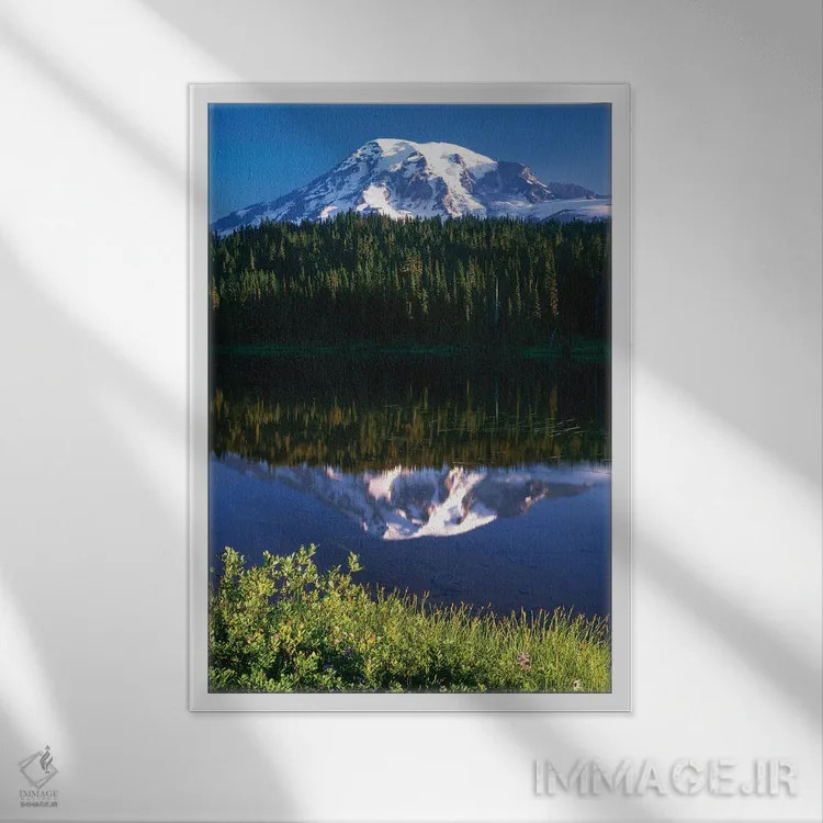تابلو دکوراتیو Washington, Mt. Rainier National Park. Clouds on Mt Rainier… اثر جینز گالری - نمای قابدار سفید