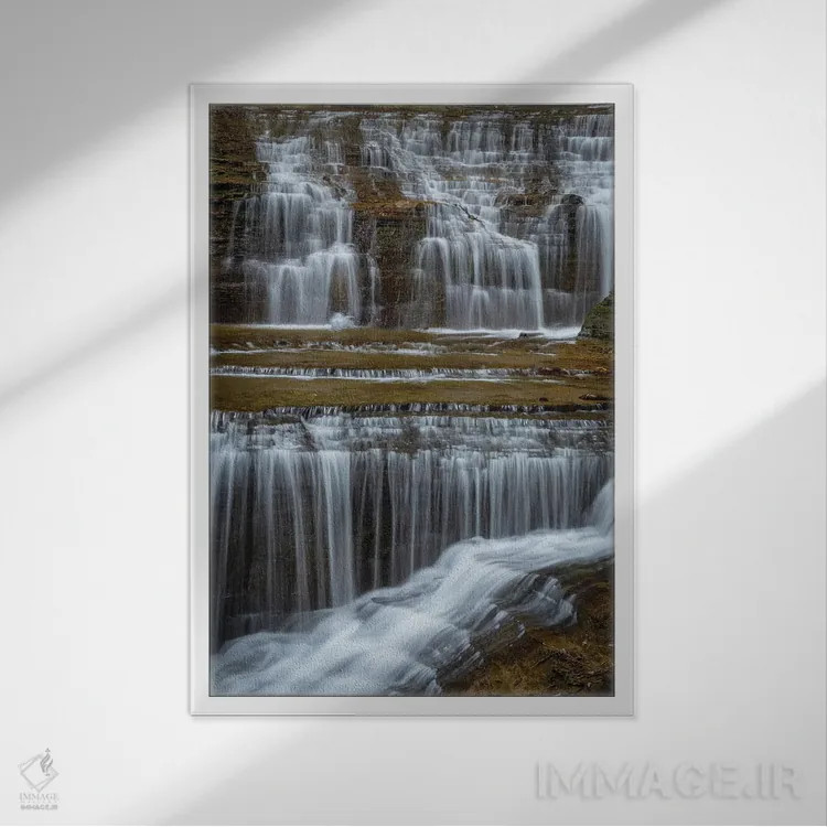 تابلو دکوراتیو New York, Watkins Glen. Waterfall cascade over rock.,ایالات… اثر جینز گالری - نمای قابدار سفید