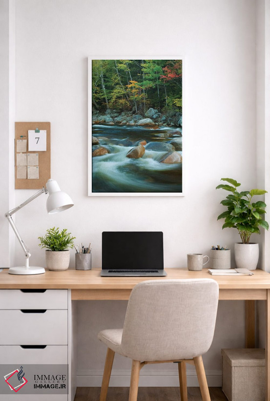 تابلو دکوراتیو New Hampshire. Autumn trees and flowing river.,آمریکا، نیوهم… اثر جینز گالری - D2W
