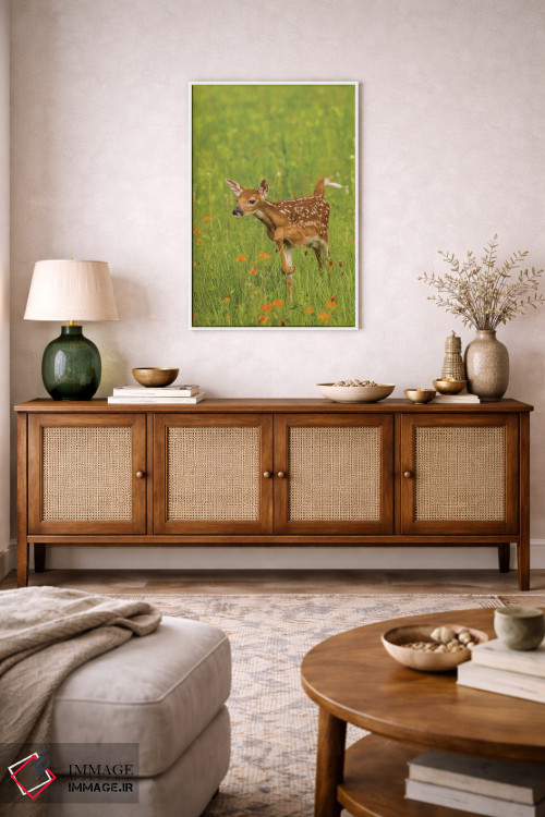 تابلو دکوراتیو Minnesota, Pine County. Captive fawn.,آمریکا، مینه سوتا، شهر… اثر جینز گالری - D3W