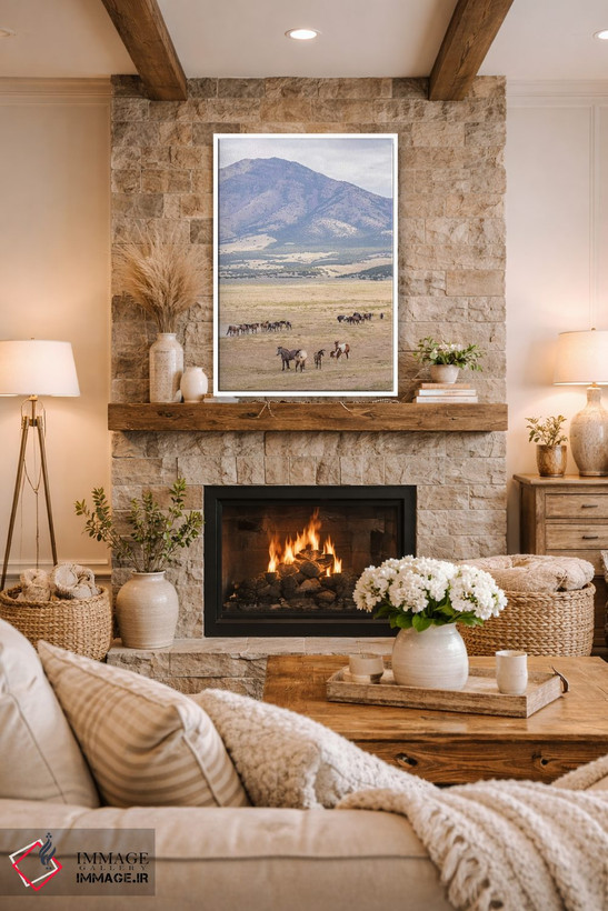 تابلو دکوراتیو Utah, Tooele County. Wild horse bands and mountain.,ایالات م… اثر جینز گالری - D1W