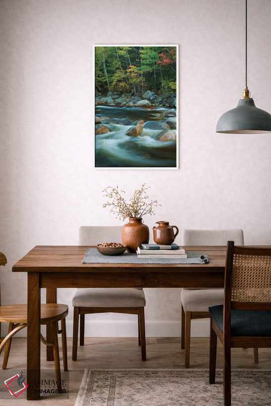 تابلو دکوراتیو New Hampshire. Autumn trees and flowing river.,آمریکا، نیوهم… اثر جینز گالری - D5W