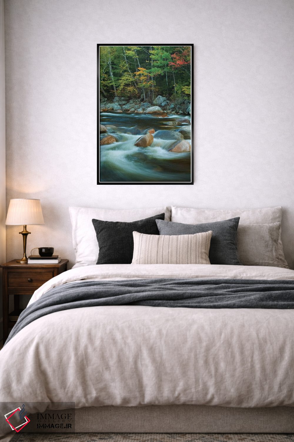 تابلو دکوراتیو New Hampshire. Autumn trees and flowing river.,آمریکا، نیوهم… اثر جینز گالری - D6B