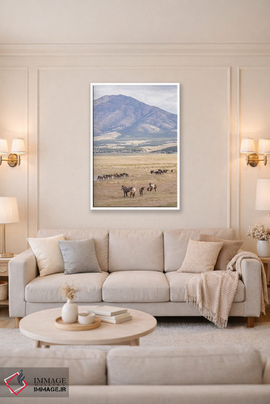 تابلو دکوراتیو Utah, Tooele County. Wild horse bands and mountain.,ایالات م… اثر جینز گالری - D3W