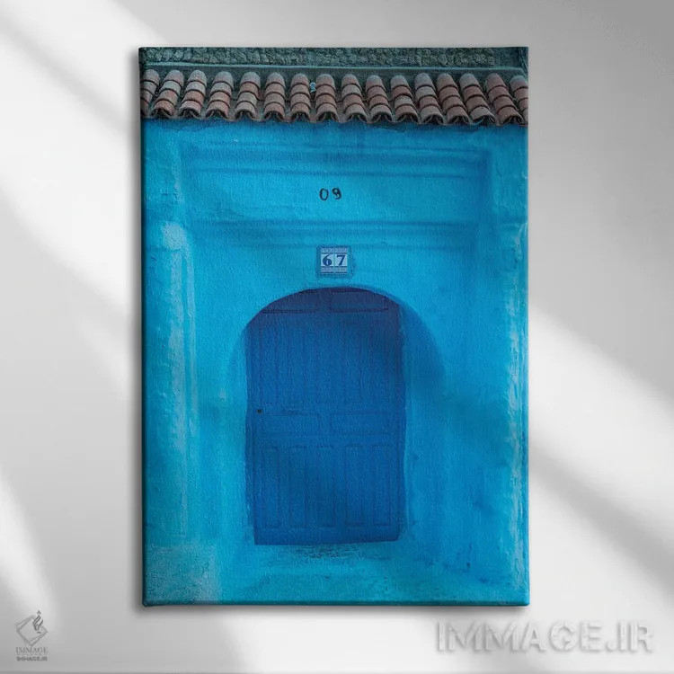 تابلو دکوراتیو Morocco, Chefchaouen. Arch Over Wooden Door.,آفریقا، مراکش… اثر جینز گالری - نمای روبهرو روی دیوار
