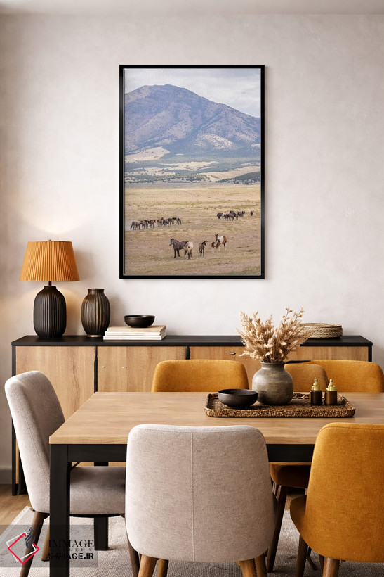 تابلو دکوراتیو Utah, Tooele County. Wild horse bands and mountain.,ایالات م… اثر جینز گالری - D4B