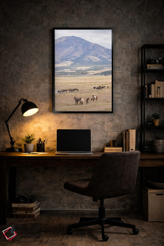تابلو دکوراتیو Utah, Tooele County. Wild horse bands and mountain.,ایالات م… اثر جینز گالری - D6B