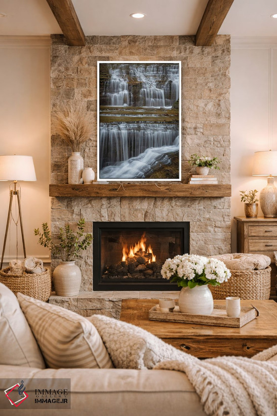 تابلو دکوراتیو New York, Watkins Glen. Waterfall cascade over rock.,ایالات… اثر جینز گالری - D1W