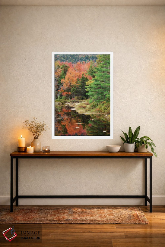 تابلو دکوراتیو New Hampshire, White Mountains. Autumn lake reflections.,آمر… اثر جینز گالری - D3W