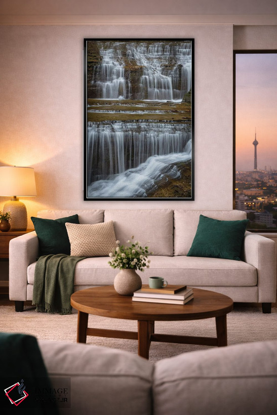 تابلو دکوراتیو New York, Watkins Glen. Waterfall cascade over rock.,ایالات… اثر جینز گالری - D3B