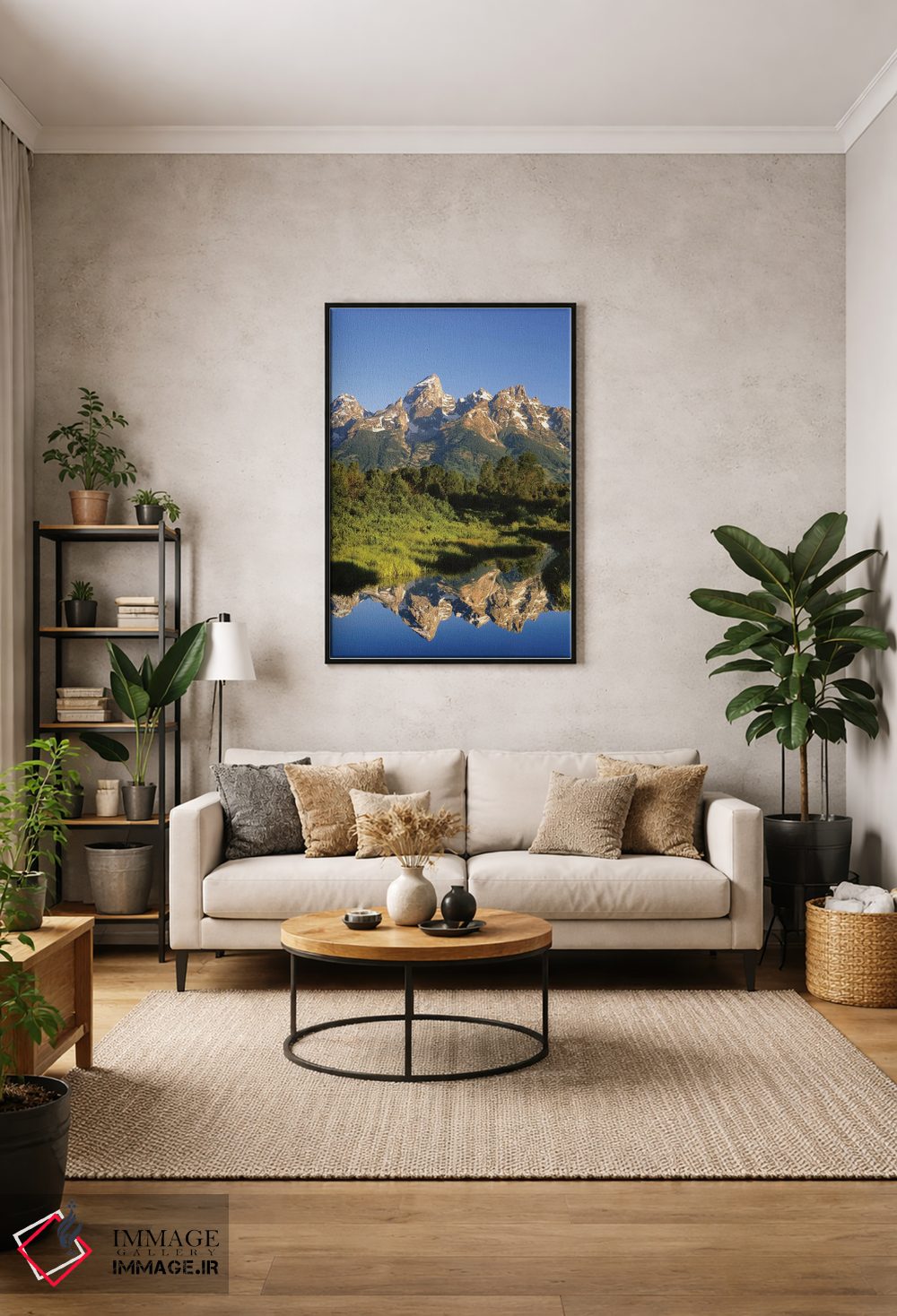 تابلو دکوراتیو Wyoming, Grand Teton National Park. Grand Tetons reflect in… اثر جینز گالری - D1B