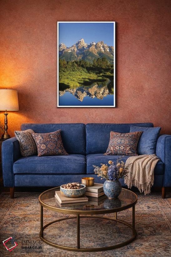 تابلو دکوراتیو Wyoming, Grand Teton National Park. Grand Tetons reflect in… اثر جینز گالری - D3W
