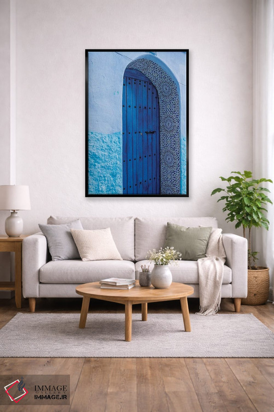تابلو دکوراتیو Morocco, Chefchaouen. Arch Over Wooden Door.,آفریقا، مراکش… اثر جینز گالری - D1B